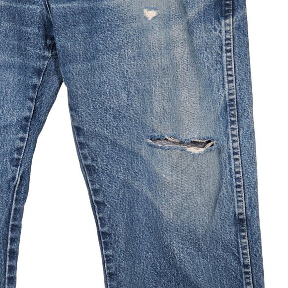 Wrangler Vintage Straight Leg Distressed Jeans Hi-Rise Mid Wash Denim Mens 36x30 - Picture 9 of 14